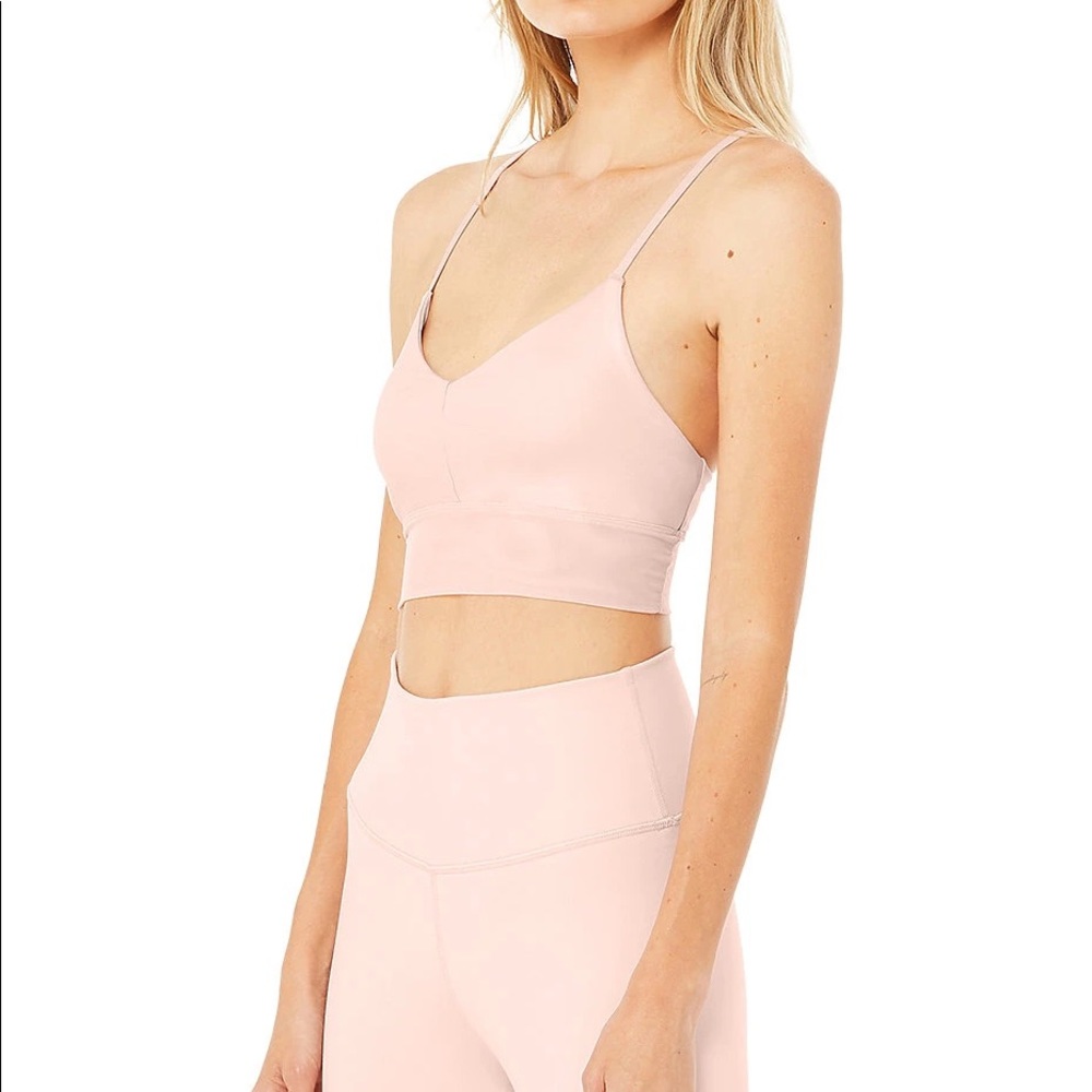 alo yoga lavish pink padded sports bra crop top